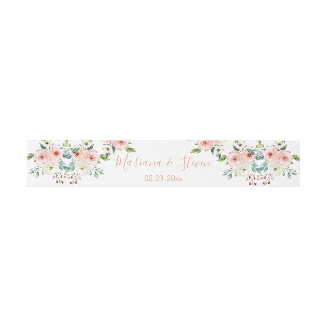 Bandeau De Faire-part Mariage floral blanc de pêche (Plat)