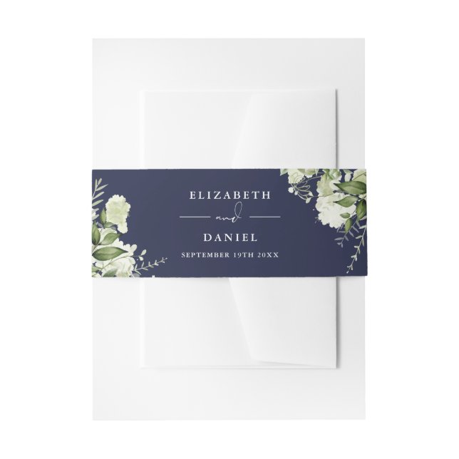 Bandeau De Faire-part Mariage floral bleu marine (Devant example)