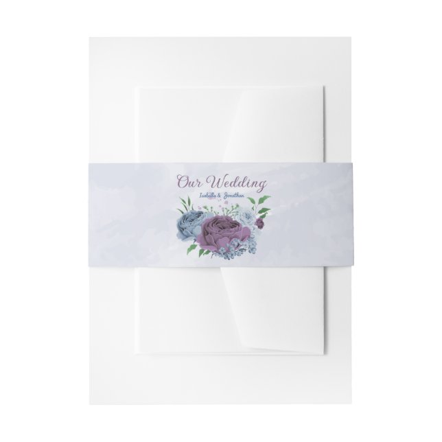 Bandeau De Faire-part Mariage floral bleu poussiéreux violet  (Devant example)