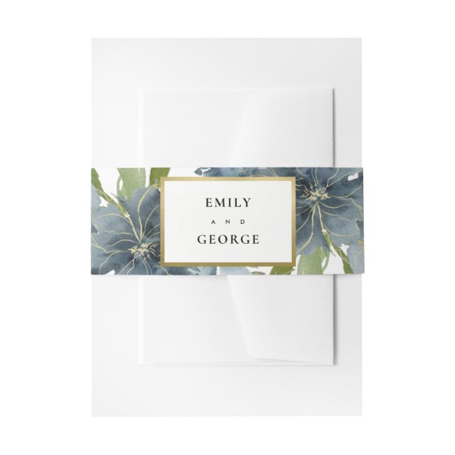 Bandeau De Faire-part Mariage FLORAL BLEU VERT DUSKY (Devant example)