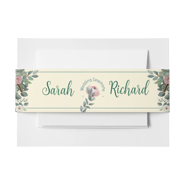 Bandeau De Faire-part Mariage floral Blush Sage (Devant Example)