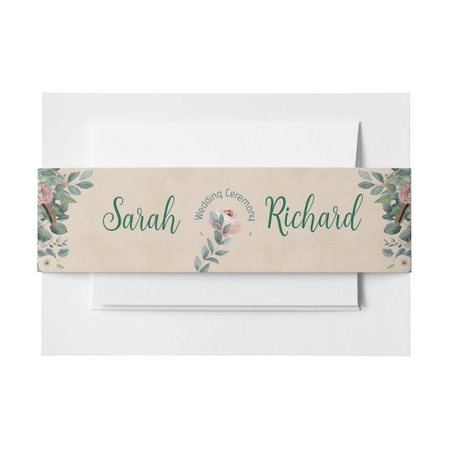 Bandeau De Faire-part Mariage floral Blush Sage (Devant Example)