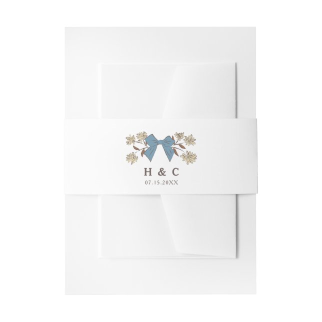 Bandeau De Faire-part Mariage floral de Bow bleu romantique (Devant example)