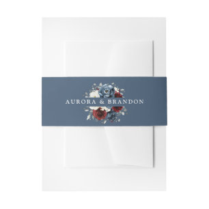 Bandeau De Faire-part Mariage Floral d'ivoire blanc bleu ardoise en