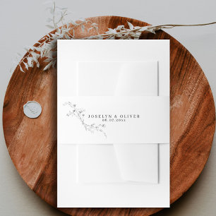 Bandeau De Faire-part Mariage floral minimaliste noir et blanc