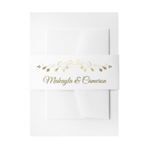Bandeau De Faire-part Mariage Floral Or Bells Élégant Simple