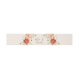 Bandeau De Faire-part Mariage floral romantique beige rouille