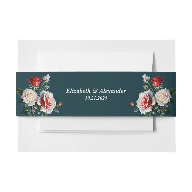 Bandeau De Faire-part Mariage floral rose rose foncé (Devant Example)