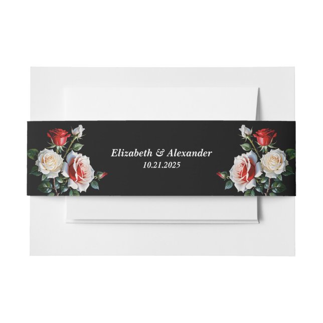 Bandeau De Faire-part Mariage floral rose rose foncé (Devant Example)