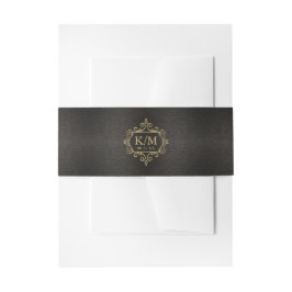 Bandeau De Faire-part Mariage Gold Filigree fin ID871