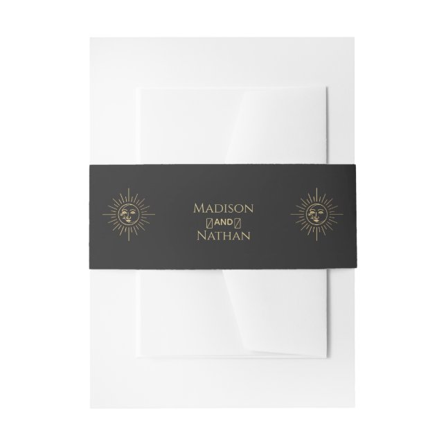 Bandeau De Faire-part Mariage Gold Sun et Moon Tarot (Devant example)