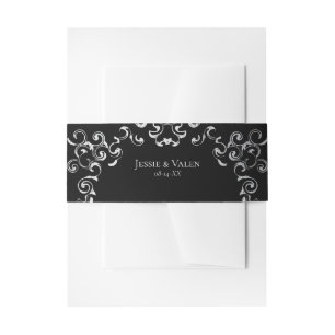 Bandeau De Faire-part Mariage gothique argenté et noir