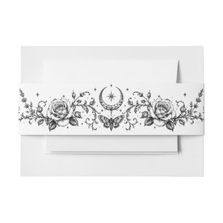 Bandeau De Faire-part Mariage gothique botanique noir et blanc