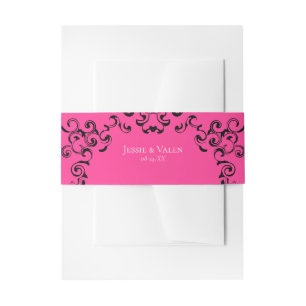 Bandeau De Faire-part Mariage gothique rose chaud et noir