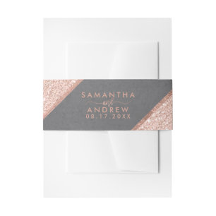 Bandeau De Faire-part Mariage gris de ciment d'or de manuscrit rose de