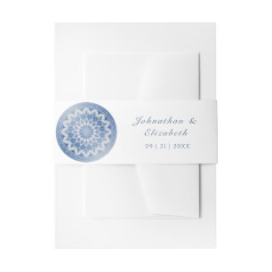 Bandeau De Faire-part Mariage Mandala Bleu Dentelle