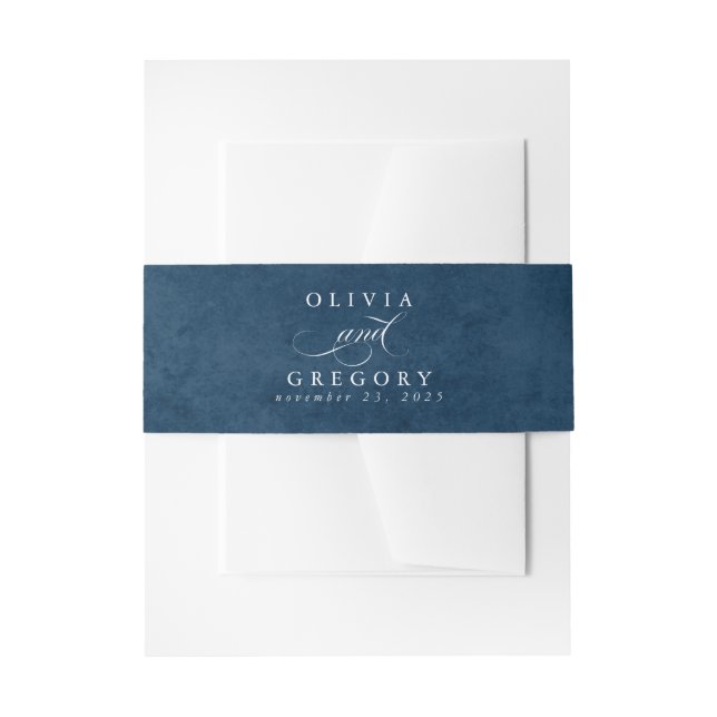 Bandeau De Faire-part Mariage minimal moderne texturé bleu marine (Devant example)