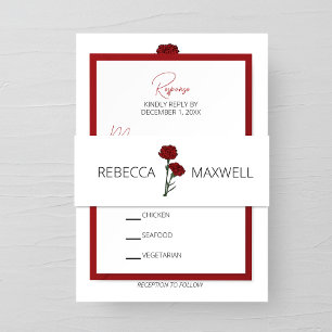 Bandeau De Faire-part Mariage minimaliste des oeillets rouges
