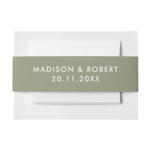 Bandeau De Faire-part Mariage Minimaliste Moderne Simple Vert Sauge Gras