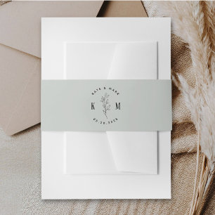 Bandeau De Faire-part Mariage Moderne Boho Douce Sauge
