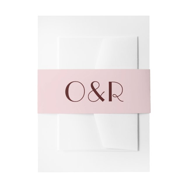 Bandeau De Faire-part Mariage moderne marron et rose pâle (Devant example)