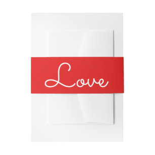 Bandeau De Faire-part Mariage Moderne Minimaliste Amour Rouge et Blanc