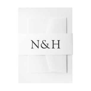 Bandeau De Faire-part Mariage Moderne Monogramme Gras Noir et Blanc