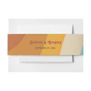 Bandeau De Faire-part Mariage moderne Retro 70 coloré Rainbow Waves