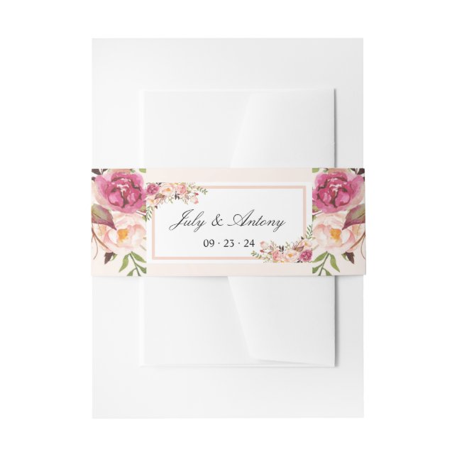 Bandeau De Faire-part Mariage Moderne Tendance Aquarelle Rose (Devant example)
