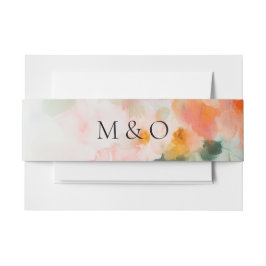 Bandeau De Faire-part Mariage Monogramme Aquarelle Fleurs Élégantes