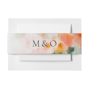 Bandeau De Faire-part Mariage Monogramme Aquarelle Fleurs Élégantes