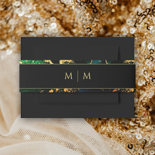 Bandeau De Faire-part Mariage monogramme Black Green Gold
