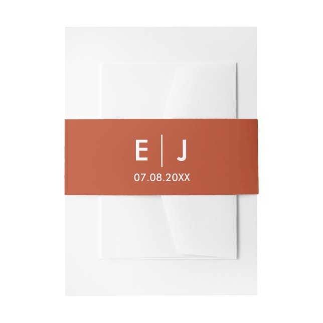 Bandeau De Faire-part Mariage Monogramme blanc et terre cuite (Devant example)