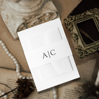Bandeau De Faire-part Mariage Monogramme Blanc Simple Minimaliste 