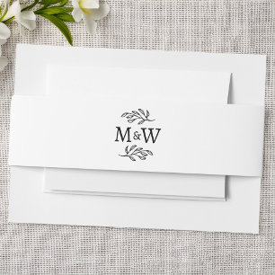 Bandeau De Faire-part Mariage Monogramme Couple Élégant Feuille Botaniqu