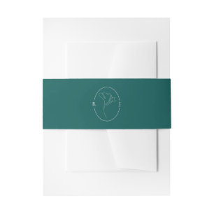 Bandeau De Faire-part Mariage Monogramme Elégant Emeraude Contourné