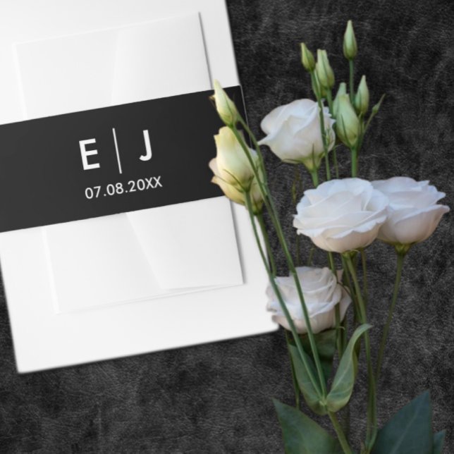 Bandeau De Faire-part Mariage Monogramme noir et blanc (Créateur téléchargé)