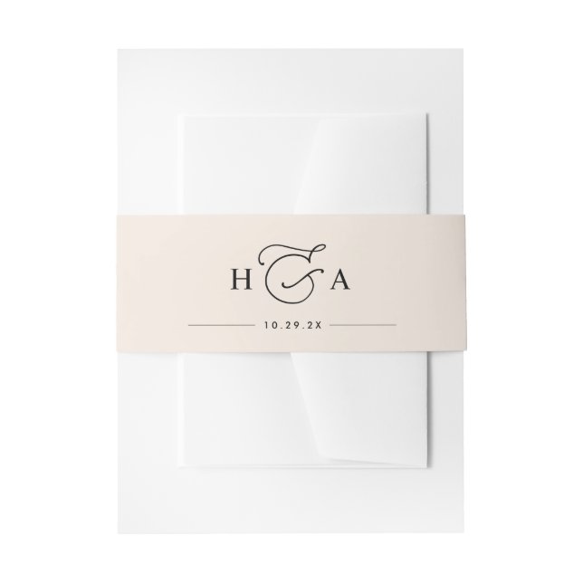 Bandeau De Faire-part Mariage Monogramme simple à fond neutre (Devant example)