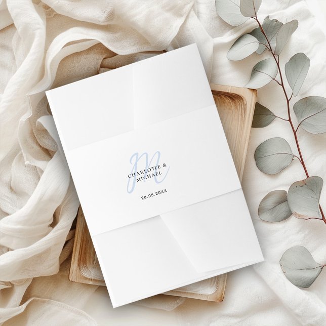 Bandeau De Faire-part Mariage monogramme simple, élégant (Simple, elegant, monogram wedding invitation belly band with your names and date.)