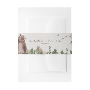 Bandeau De Faire-part Mariage Mountain Aquarelle Pine Tree Rustique