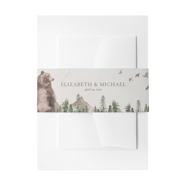 Bandeau De Faire-part Mariage Mountain Aquarelle Pine Tree Rustique (Devant example)