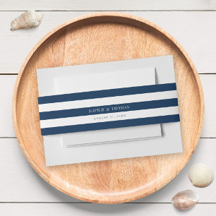 Bandeau De Faire-part Mariage nautique avec bandes blanches et couleur m
