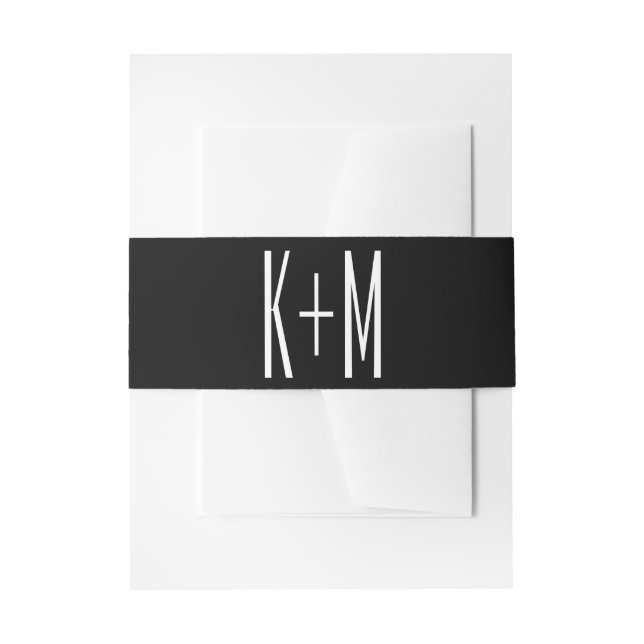 Bandeau De Faire-part Mariage noir blanc ultra moderne Big Monogram (Devant example)