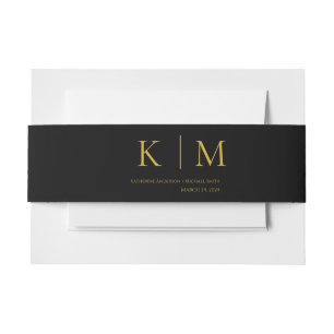 Bandeau De Faire-part Mariage noir et or-