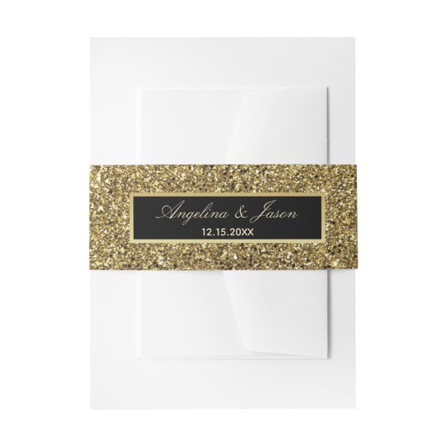 Bandeau De Faire-part Mariage noir et or chic (Devant example)