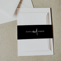 Mariage noir moderne avec script blanc