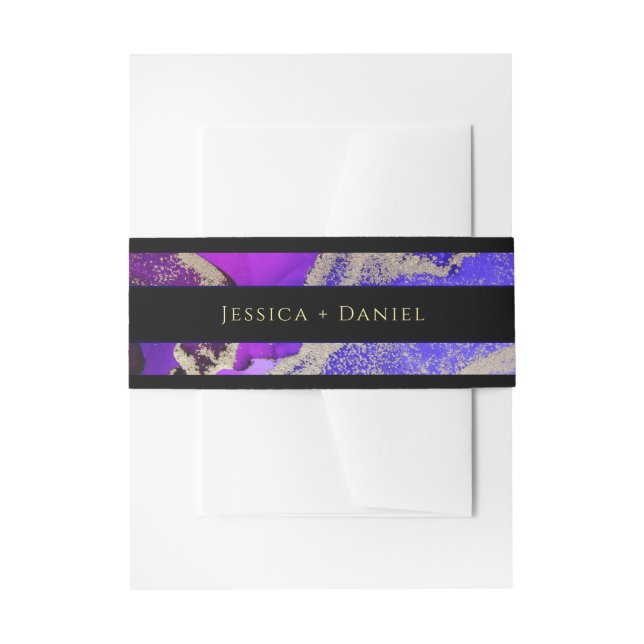 Bandeau De Faire-part Mariage noir rose violet (Devant example)