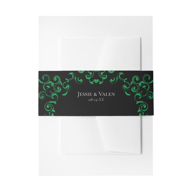 Bandeau De Faire-part Mariage noir vert (Devant example)