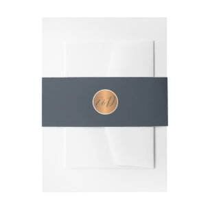 Bandeau De Faire-part Mariage nom monogramme initiales or marine