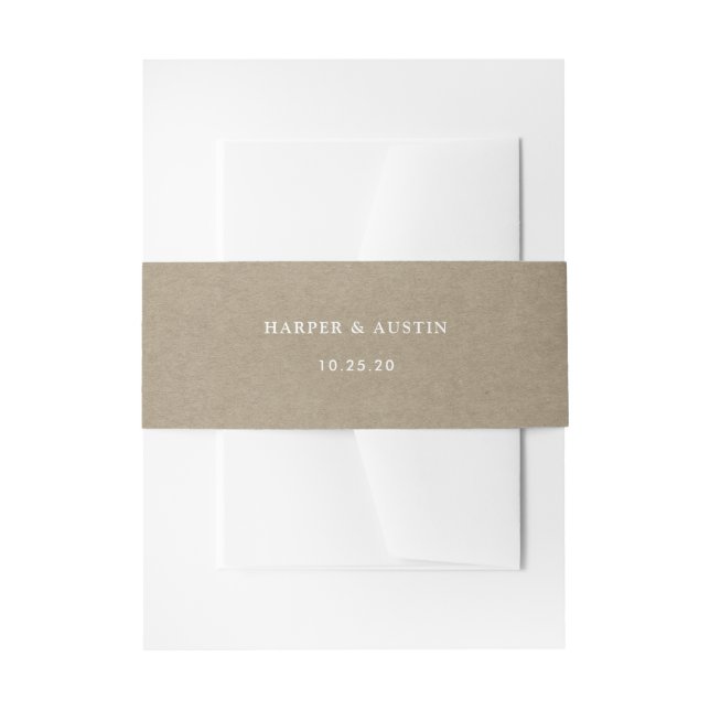 Bandeau De Faire-part Mariage papier rustique neutre Kraft (Devant example)
